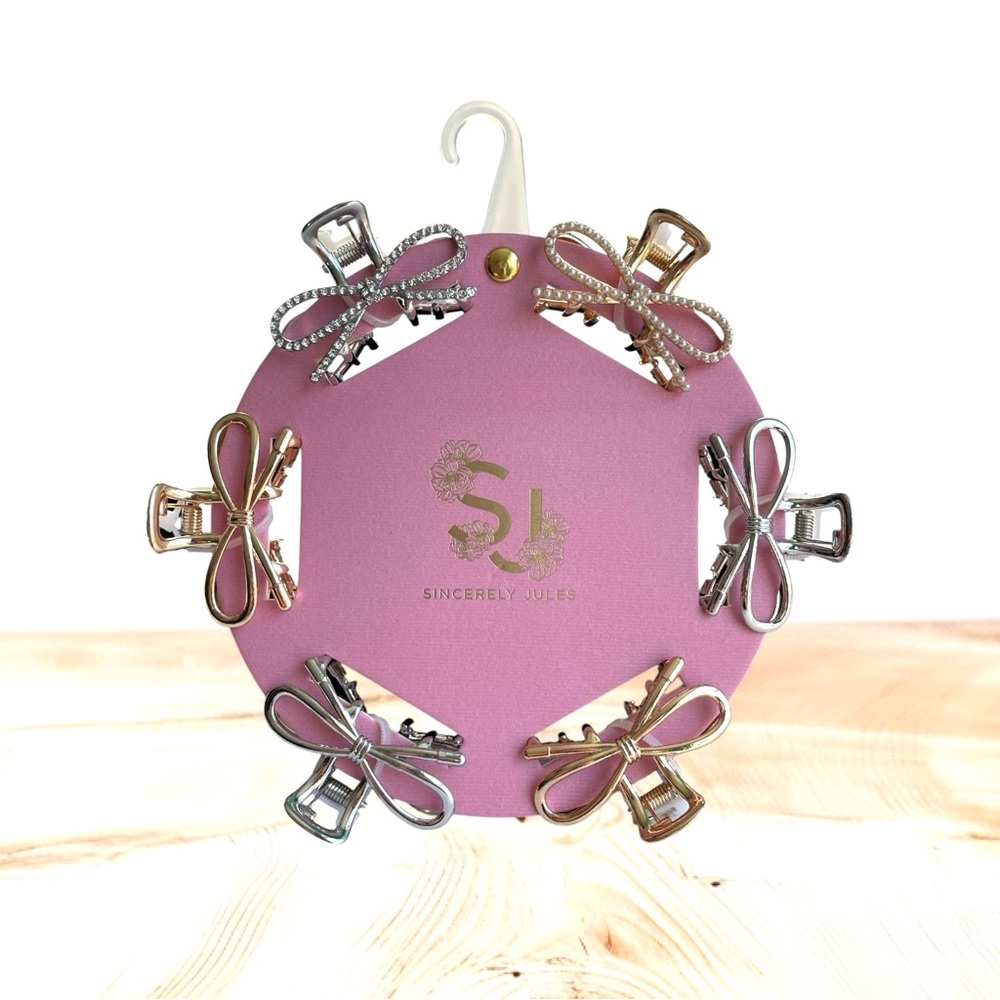 Sincerly Jules Silver and Gold Bow Hair Clips Set